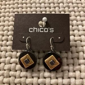 0013- New Chico's Black and Gold Earrings